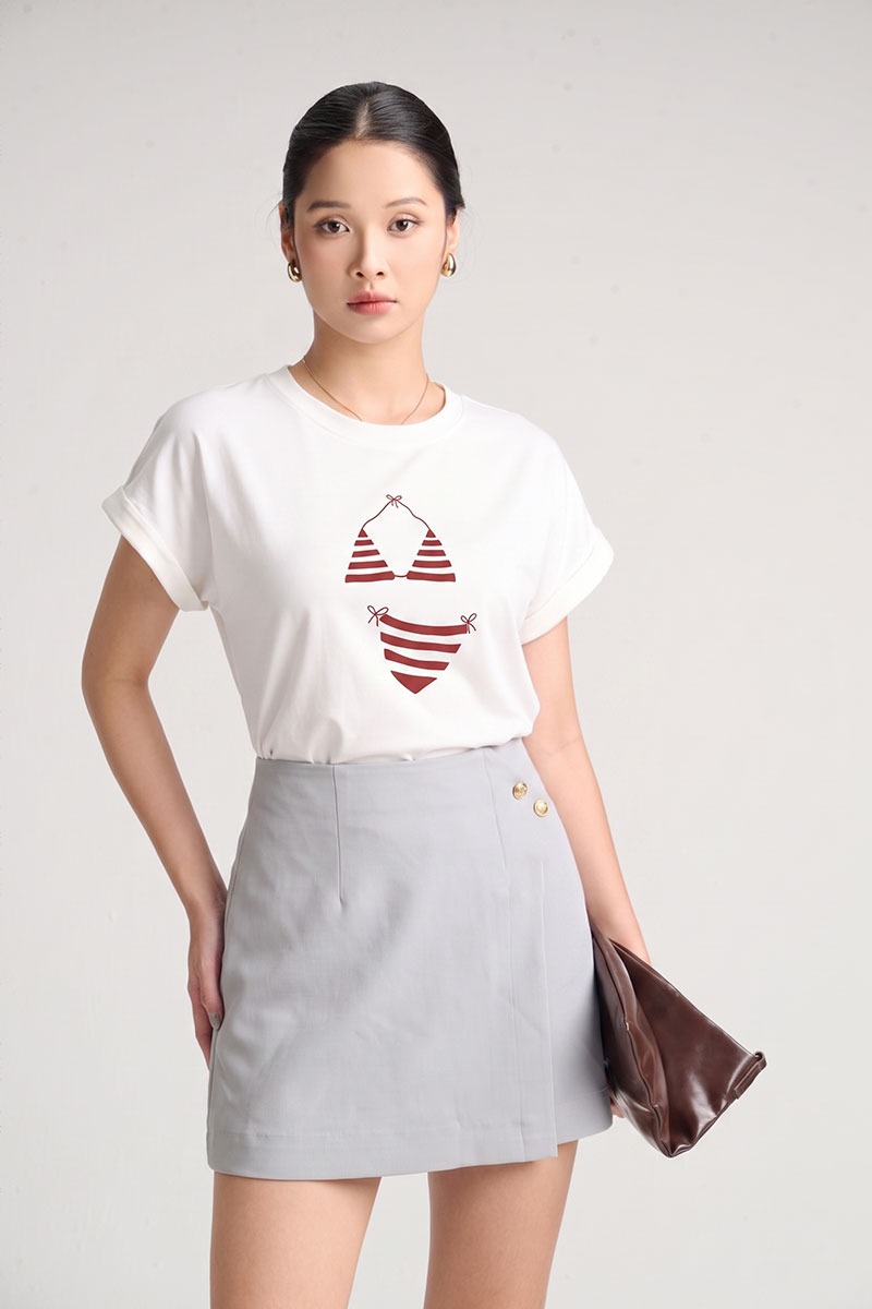 Áo thun CT tay liền in hình bikini