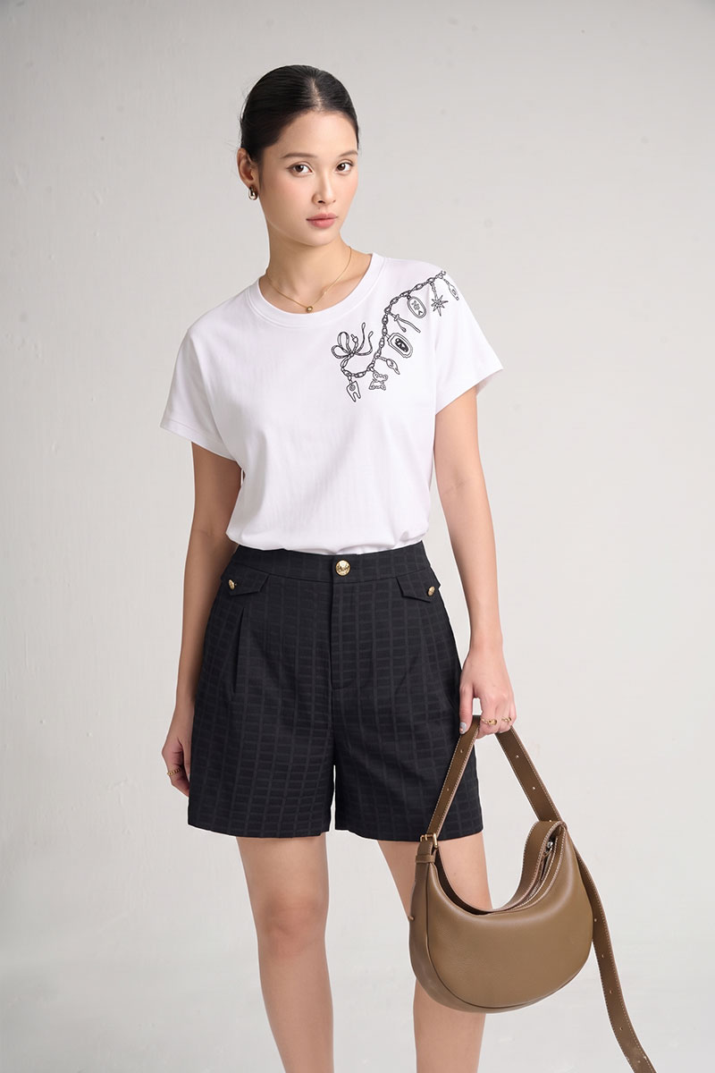 Áo thun CT tay liền in hình charm