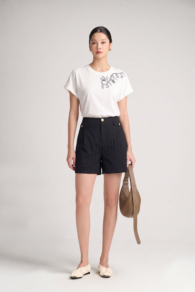 Áo thun CT tay liền in hình charm