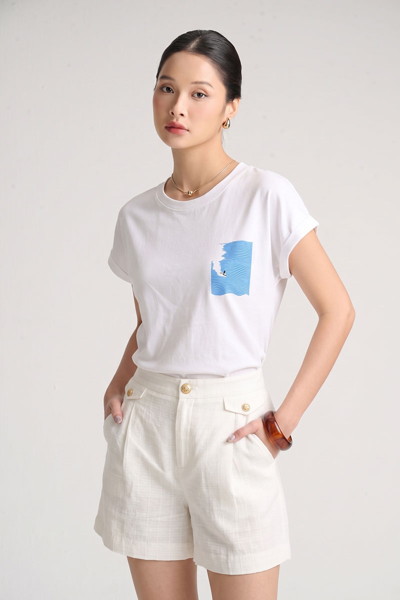 Áo thun CT tay liền in hình lướt sóng