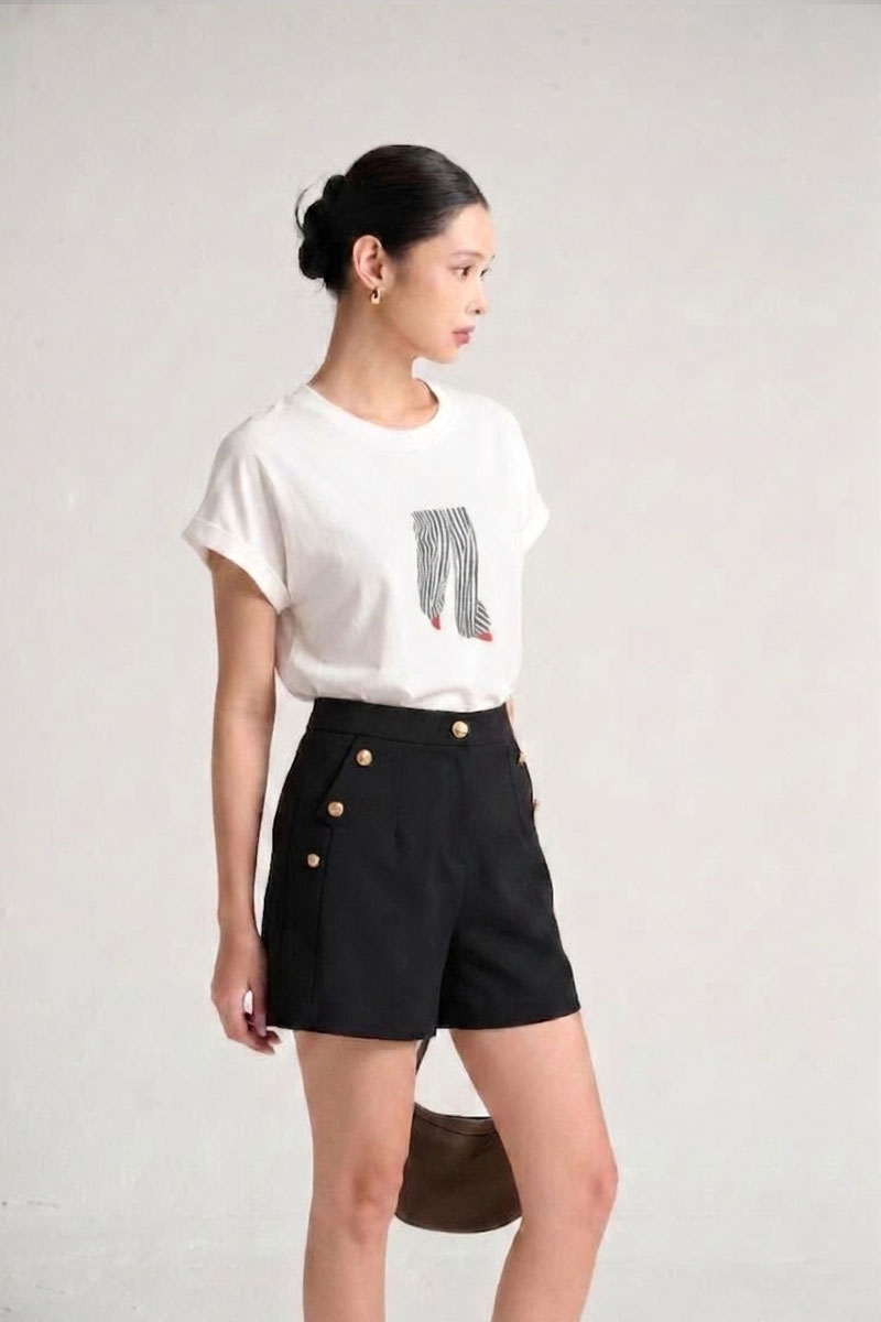 Áo thun CT tay liền in hoạ tiết kẻ sọc