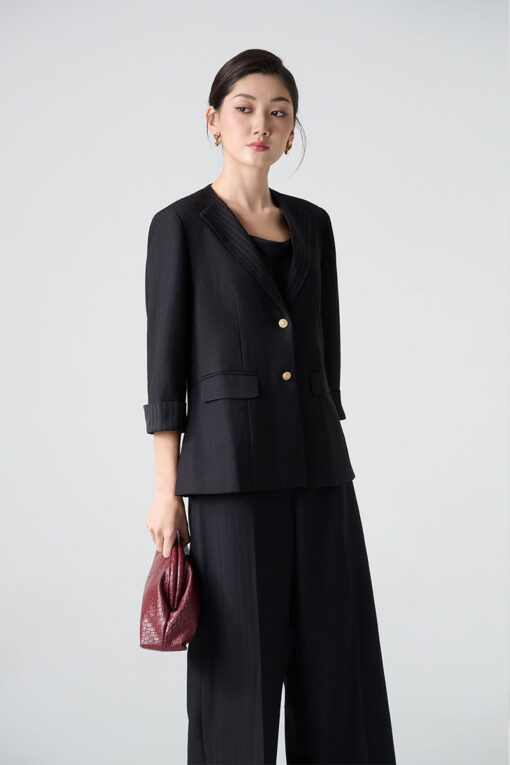 Áo vest LT cổ phối kẻ, tay lơ vê