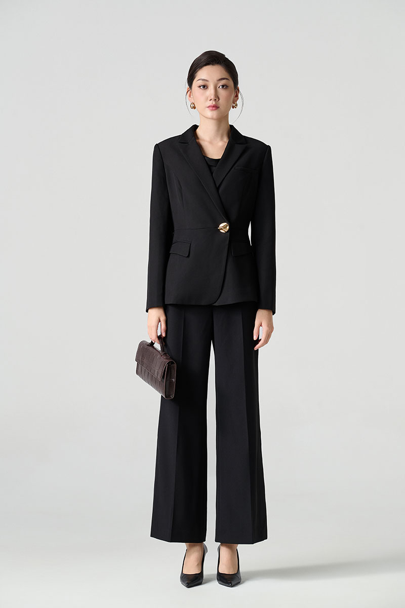 Quần loe suông can cạp đỉa đôi