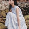 Đầm maxi vai chờm, eo rút dây