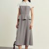 Đầm xoè peplum phối thân trên tay hến