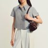 Sơ mi CT croptop nẹp bong đính cúc
