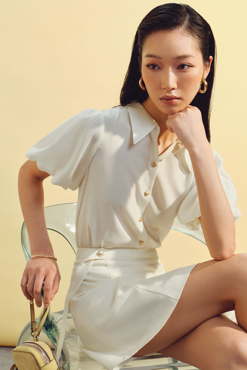 Sơ mi CT dáng suông tay giật bí