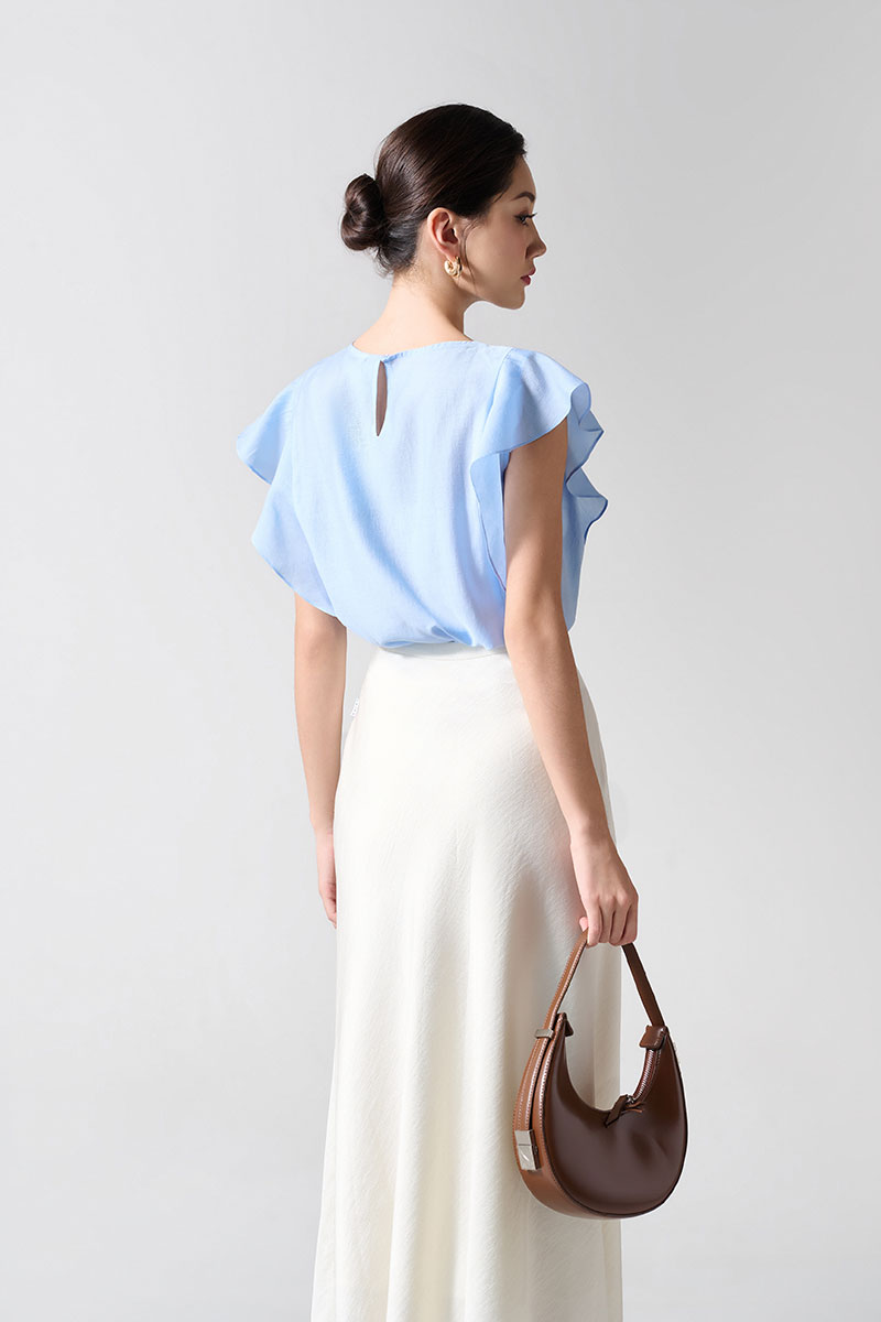 Sơ mi CT tay bèo can bong cổ lệch