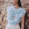 Quần suông khoá moi, can hông đính cúc Sơ mi CT thân kẹp bèo 3D