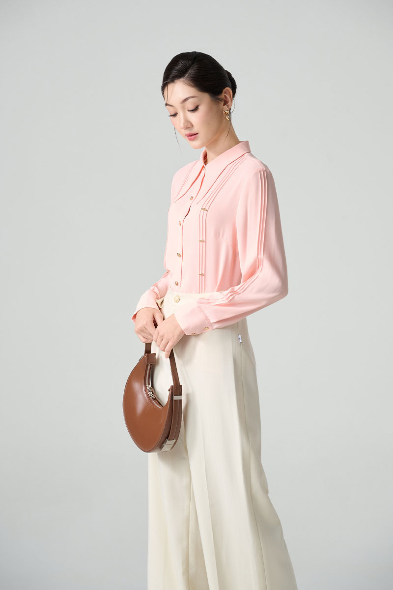 Sơ mi DT bấu mí dọc thân đính cúc TT