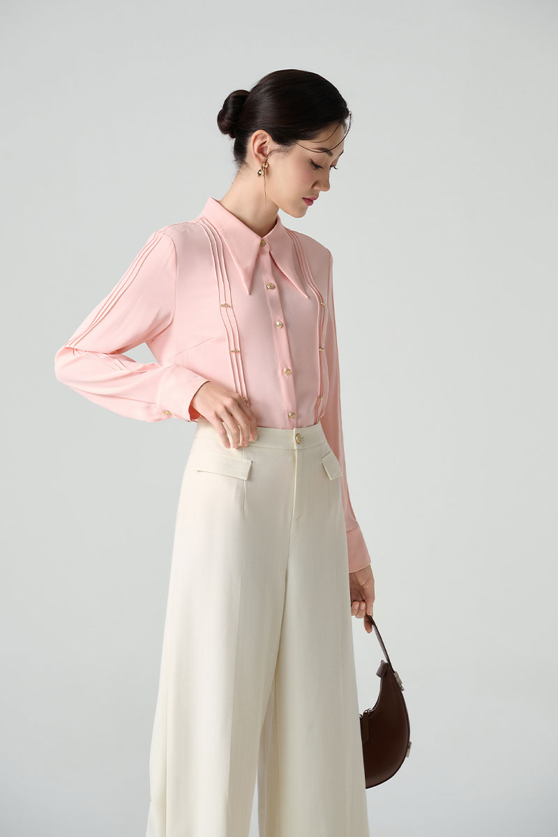 Sơ mi DT bấu mí dọc thân đính cúc TT