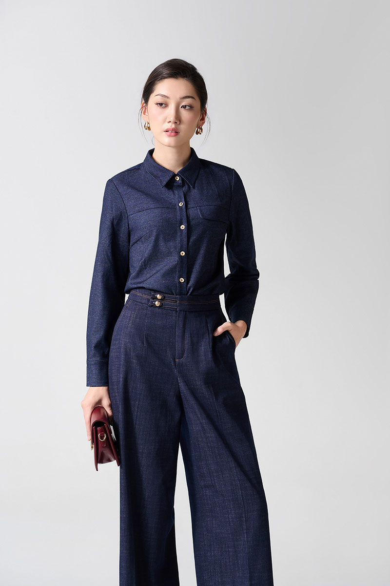 Sơ mi DT cầu ngực kẹp nắp túi phải