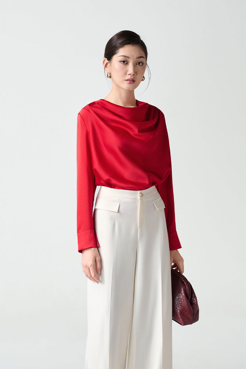 Sơ mi DT cổ đổ vai xếp ly