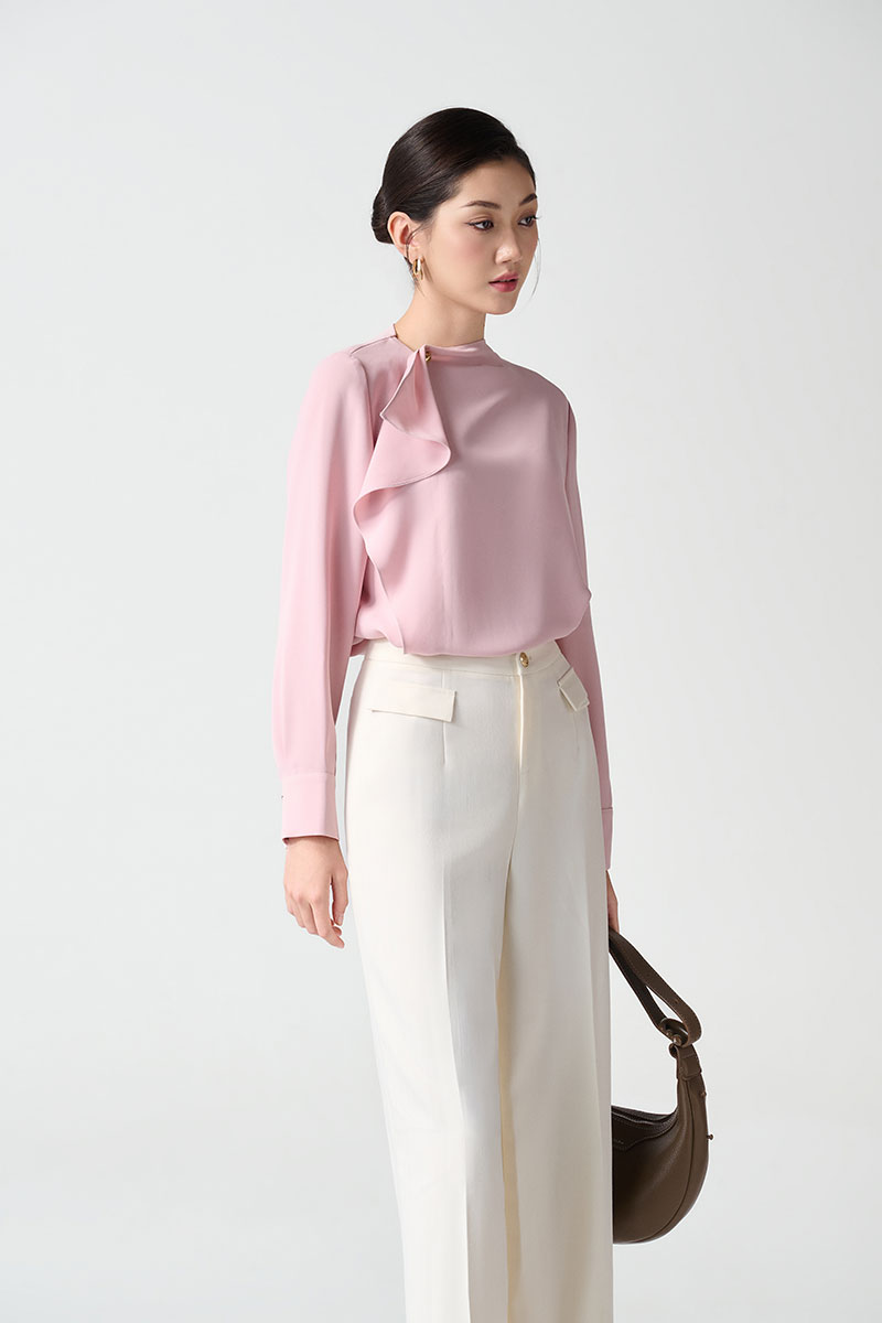 Sơ mi DT cổ leo can bong bèo lệch