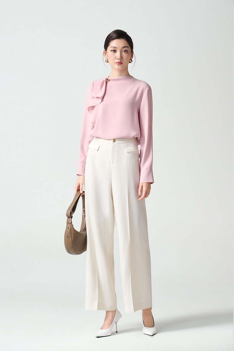 Sơ mi DT cổ leo can bong bèo lệch