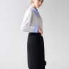 Sơ mi DT croptop can vai phối cổ
