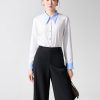 Sơ mi DT croptop can vai phối cổ
