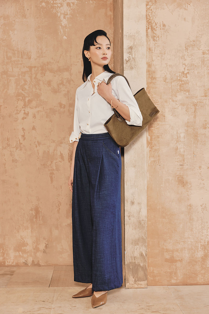 Sơ mi DT dáng suông lá cổ cách điệu