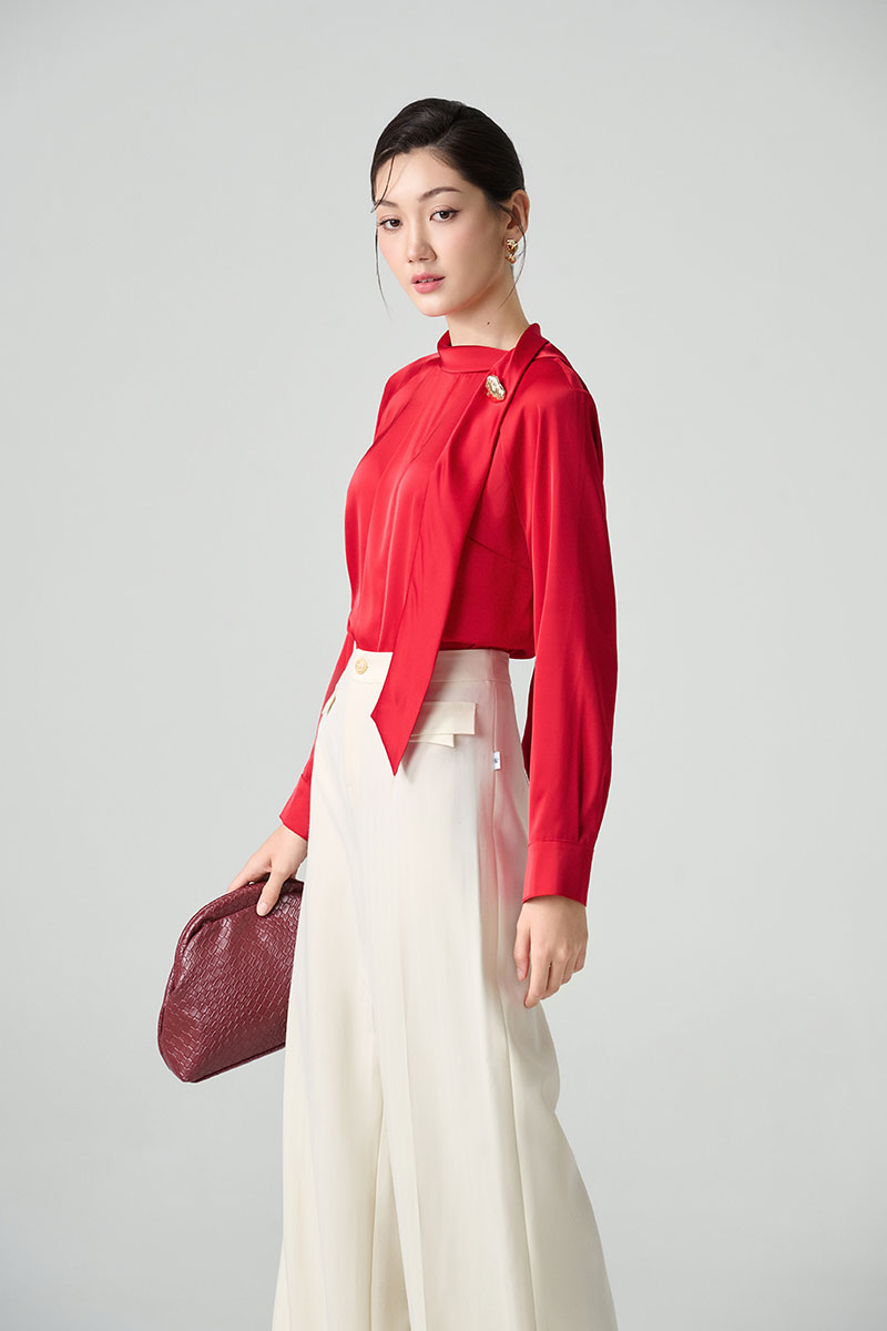 Sơ mi DT dây nơ liền cổ