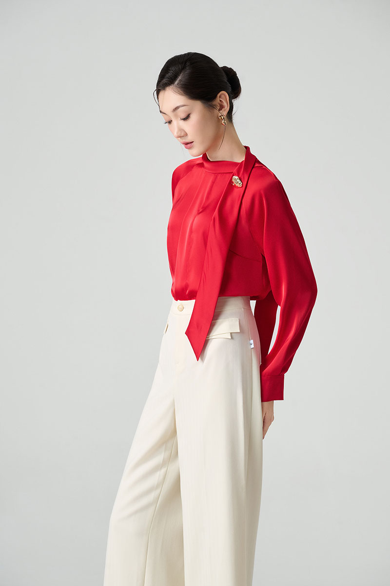 Sơ mi DT dây nơ liền cổ