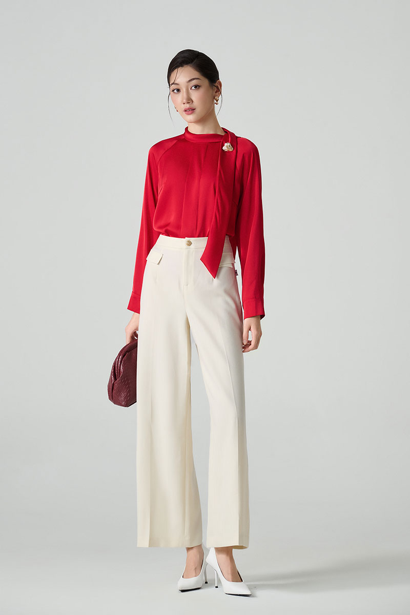 Sơ mi DT dây nơ liền cổ