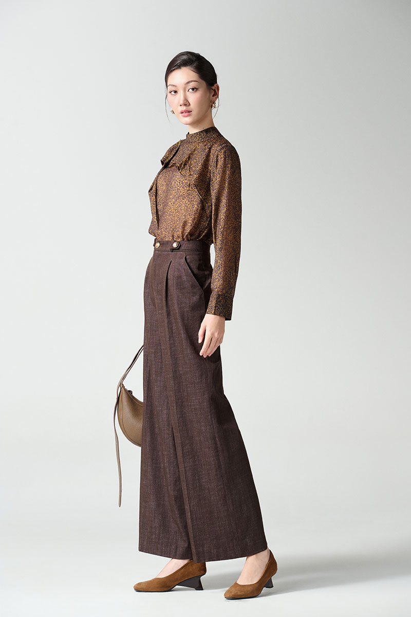 Quần suông cá đè cạp luồn đỉa đính cúc