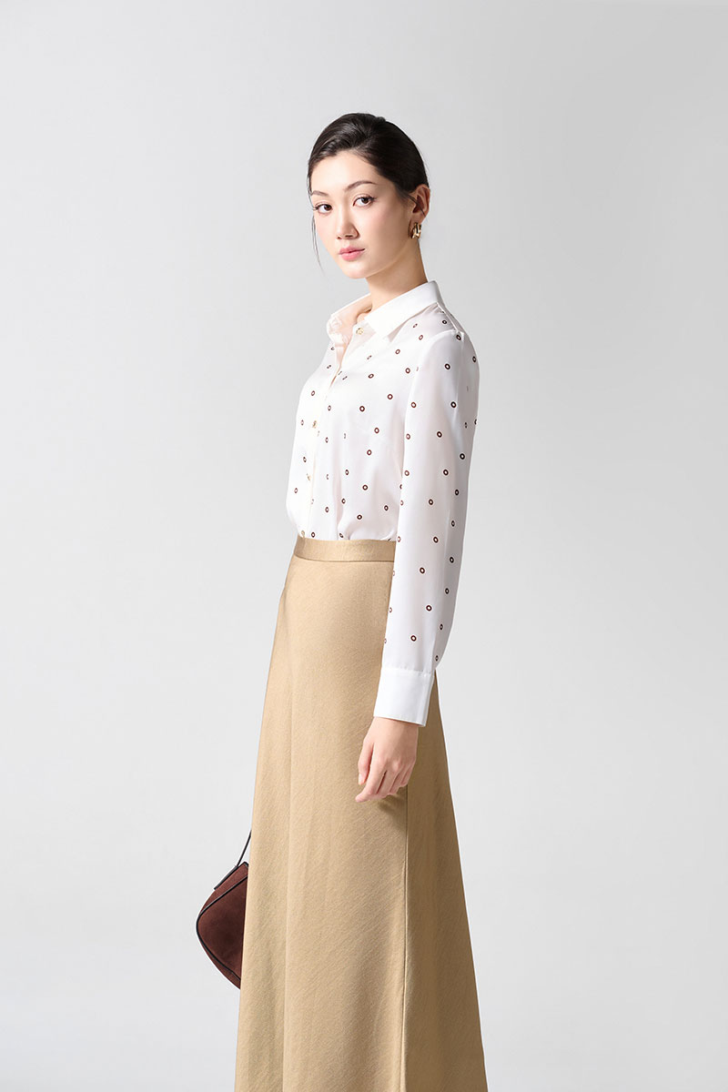 Sơ mi DT in hoạ tiết phối trắng