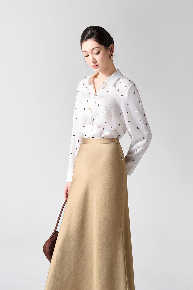 Sơ mi DT in hoạ tiết phối trắng