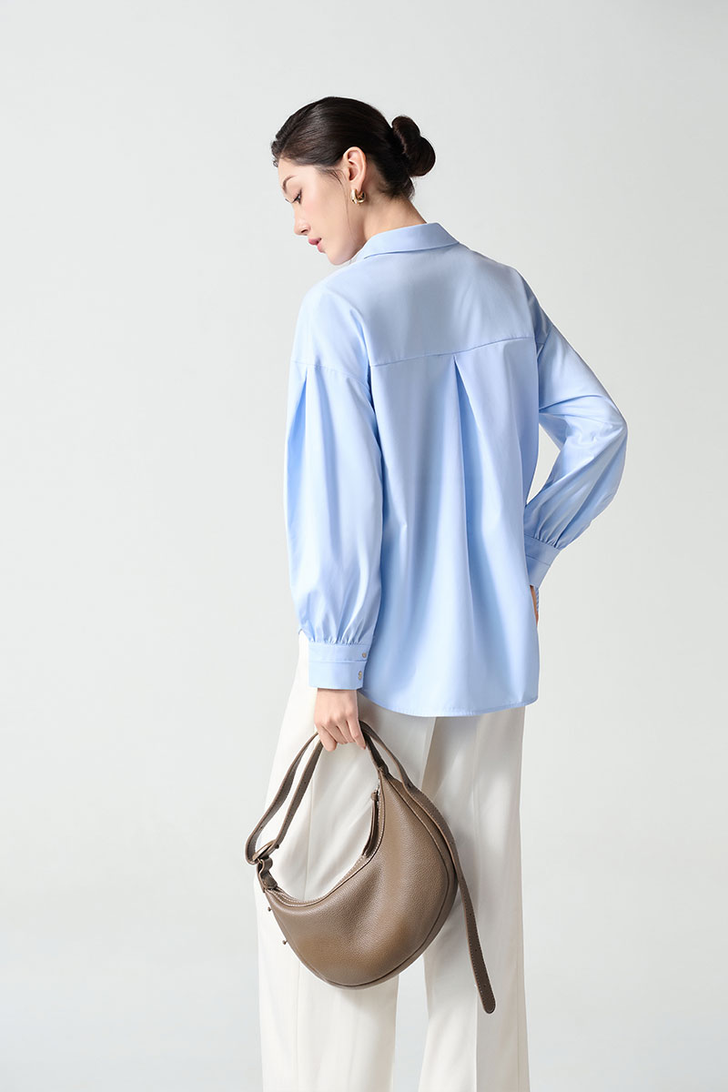 Sơ mi DT phom rộng mở cúc sườn