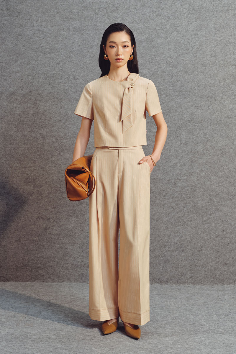 Quần suông lửng can gấu, quai nhê cạp