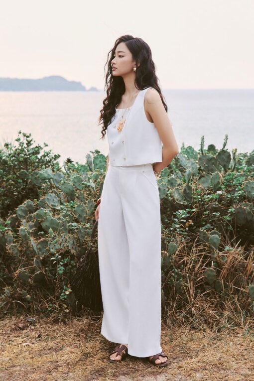 Áo kiểu 2 dây croptop 2 hàng cúc