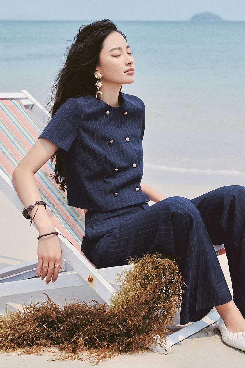 Áo kiểu CT croptop 2 hàng cúc TT