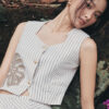 Áo kiểu SN croptop ốp lá thêu bode