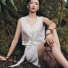 Áo kiểu SN croptop ốp lá thêu bode