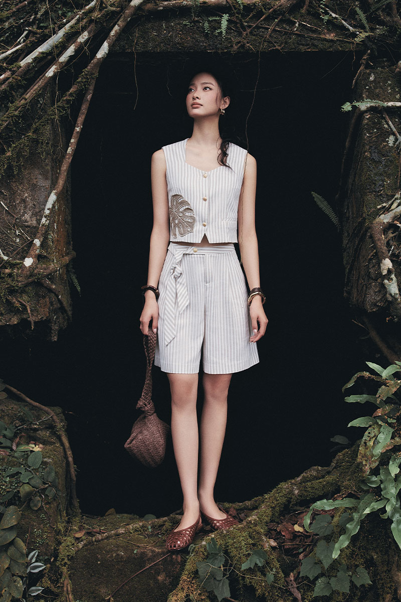 Quần sooc lửng can dây, lệch cạp