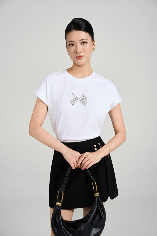 Áo thun CT tay liền in hình nơ