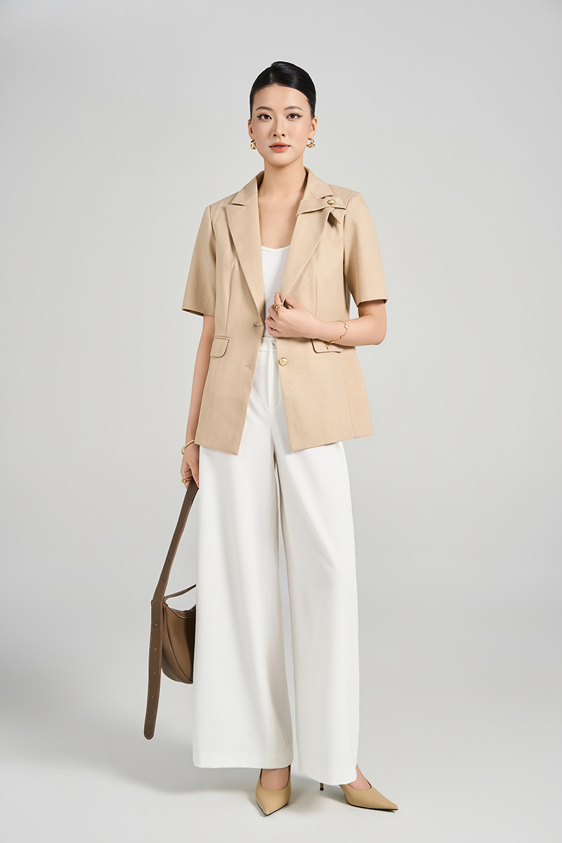 Áo vest suông CT ve cách điệu đính cúc