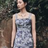 Đầm maxi 2 dây hoạ tiết đập dây tết ngực Đầm maxi 2 dây hoạ tiết đập dây tết ngực