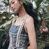 Đầm maxi 2 dây hoạ tiết tết dây trang trí