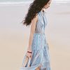Đầm maxi xòe cổ vest SN kèm đai