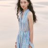 Đầm maxi xòe cổ vest SN kèm đai