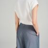 Quần suông kẻ đai eo bản nhỏ kẹp sườn
