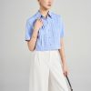 Sơ mi CT croptop lá cổ đức gập góc