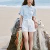 Sơ mi CT croptop tết dây đính TT
