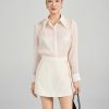 Sơ mi DT cổ đính hoa 3D trang trí