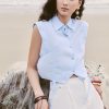 Sơ mi SN croptop V, gấu kẹp dây