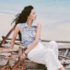 Sơ mi SN hoạ tiết cổ V lá cổ to