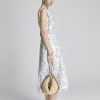 Đầm maxi vai chờm, eo rút dây