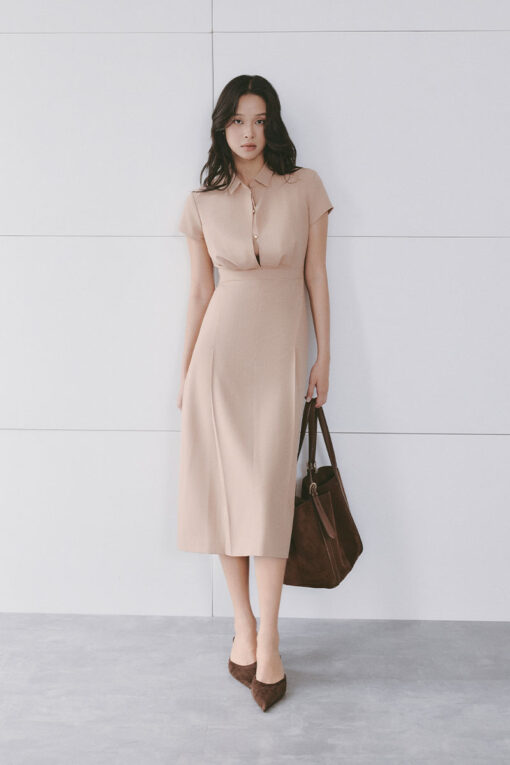 Đầm ôm can bong, TT xếp ly eo