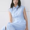 Đầm xoè cổ đức đai eo nẹp đính cúc